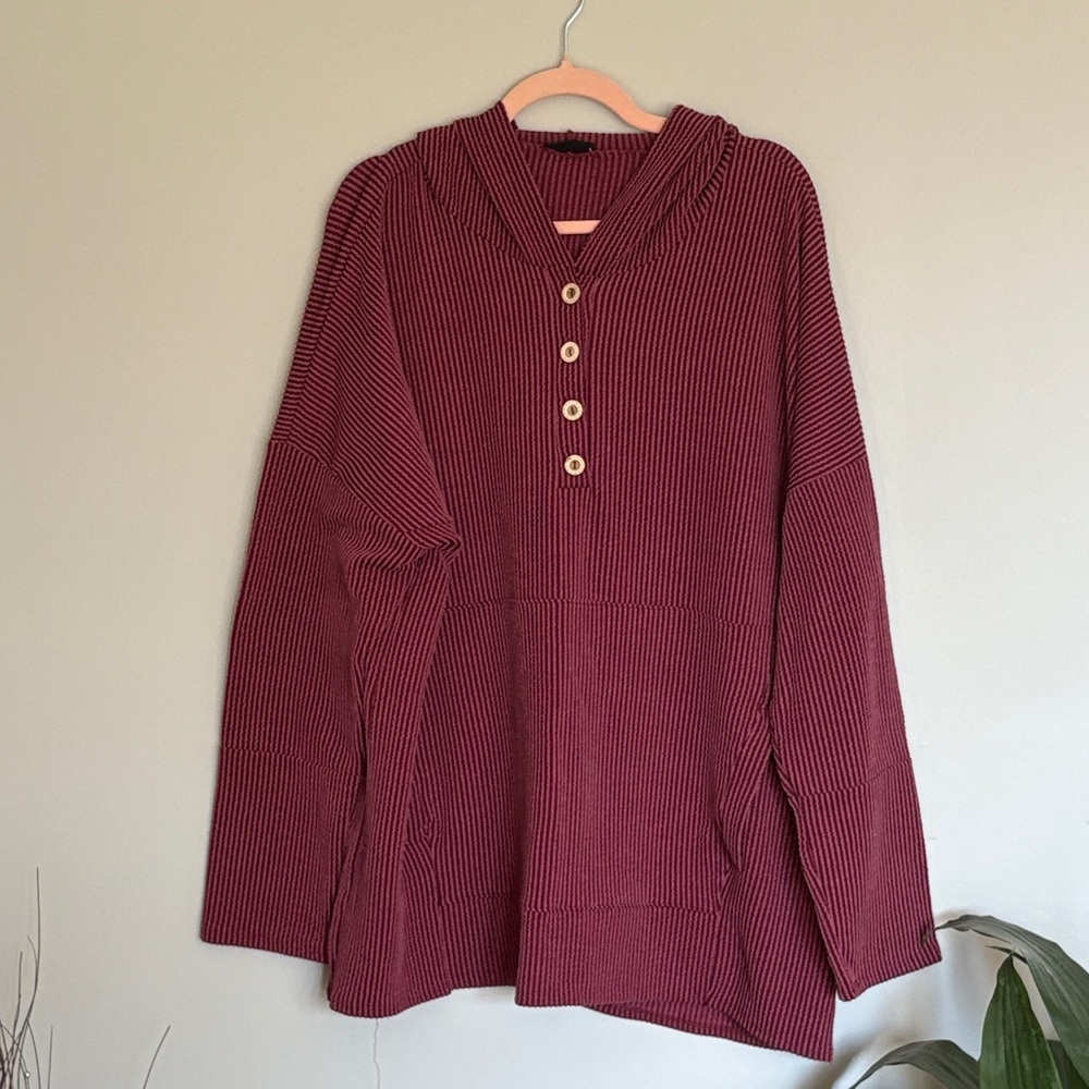 Heimish USA Striped wine tunic Sweater NWOT